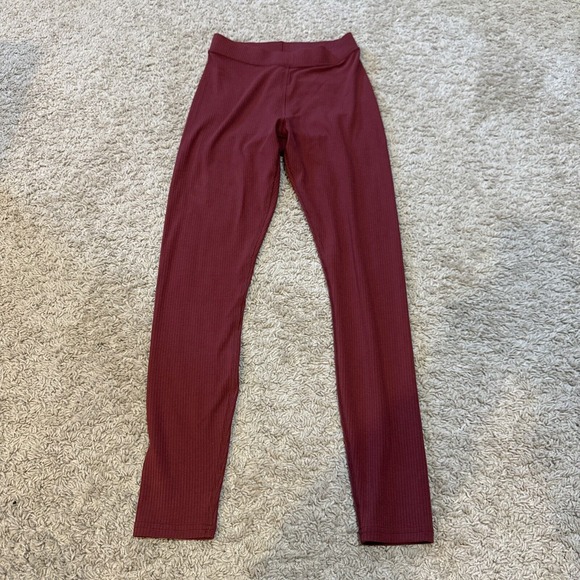Alo Yoga Mindful Movement High Rise Ribbed Red Leggings Full Length‎ XXS - Picture 1 of 6